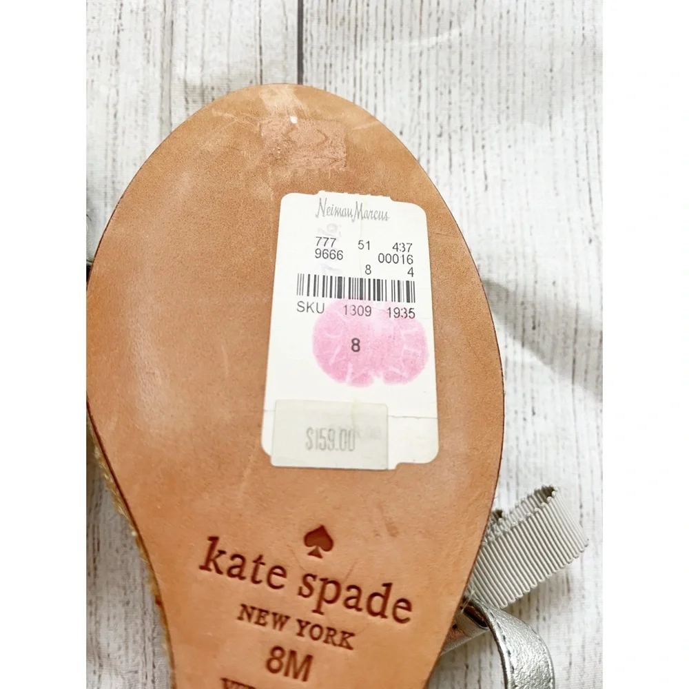 Kate Spade silver chain espadrille wedge heel sandals 8